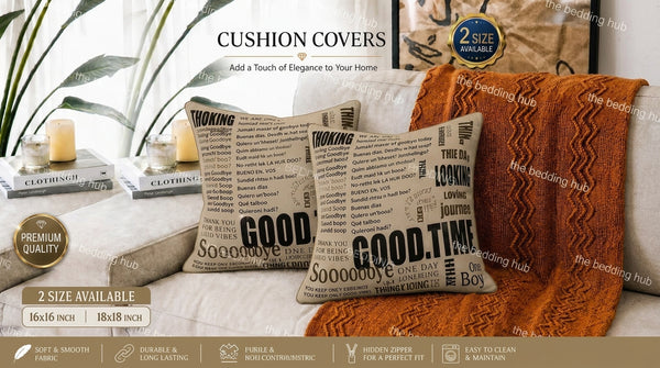 Modern Newspaper Print Cushion Cover for Sofa – 16x16 Inch