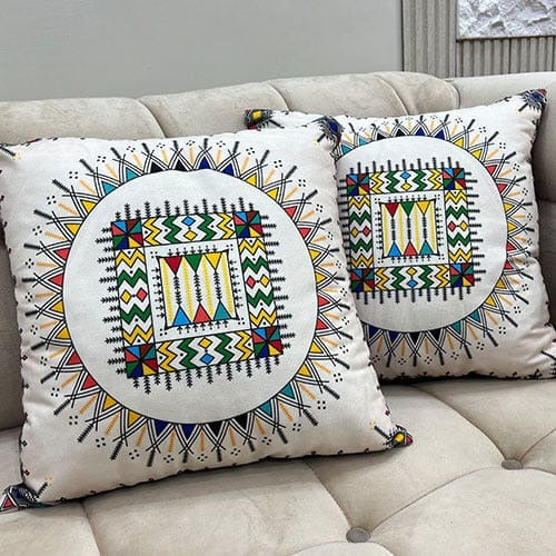 Premium Colorful Geometric Cushion Cover 16x16 Inch – Modern Sofa Cushion Cover