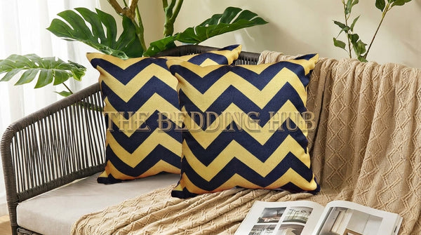 Luxury Yellow & Black Chevron Cushion Cover 16x16 Inch – Modern Decorative Sofa Cushion Cover alternate