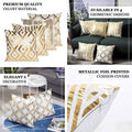 Luxury White & Gold Velvet Cushion Cover 16x16 Inch – Premium Decorative Sofa Cushion Cover