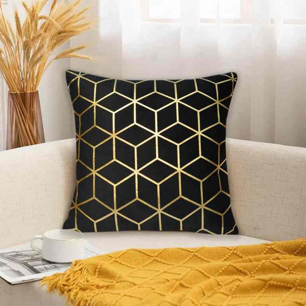 Luxury White & Gold Velvet Cushion Cover 16x16 Inch – Premium Decorative Sofa Cushion Cover alternate