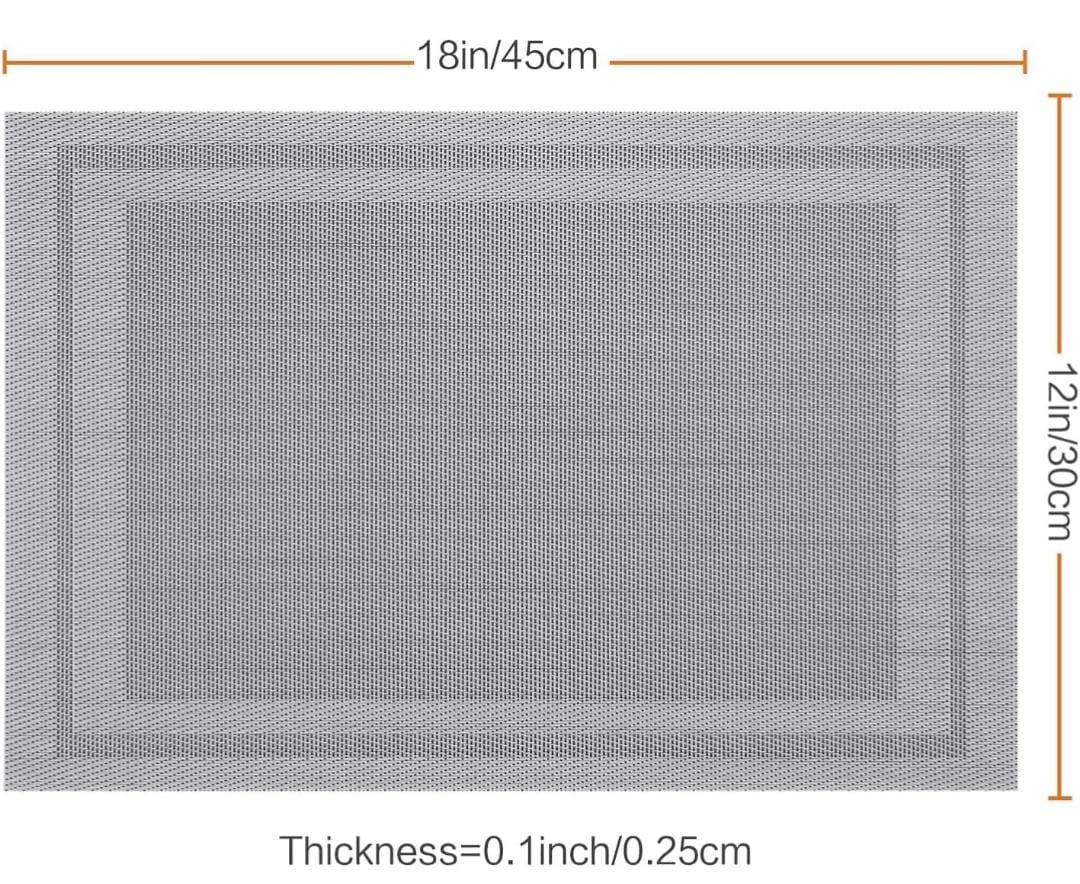 Border Grey PVC Placemats Set Multiple