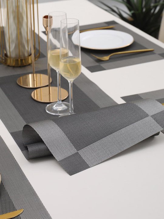 Grey PVC Placemats with Table Runner