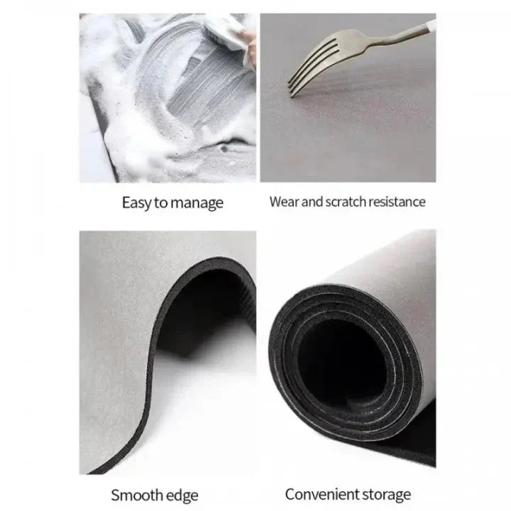 Absorbent Kitchen Dish Drying Counter Mat