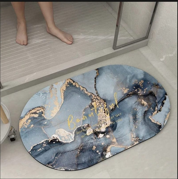 Marble Oval Absorbent Non-Slip Door Mat alternate