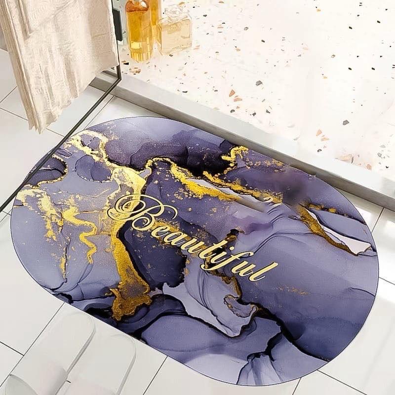 Marble Oval Absorbent Non-Slip Door Mat