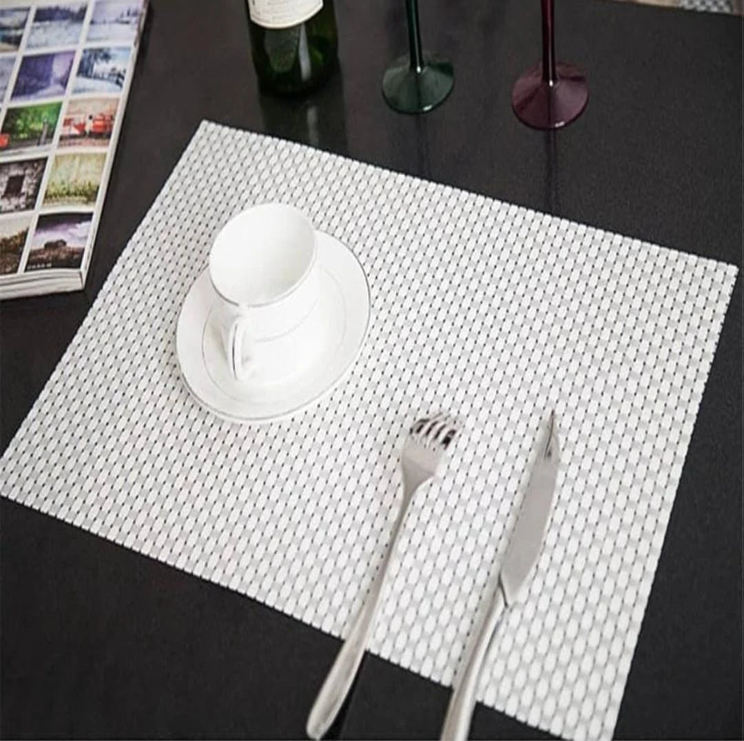 White Check PVC Placemats Set Multiple