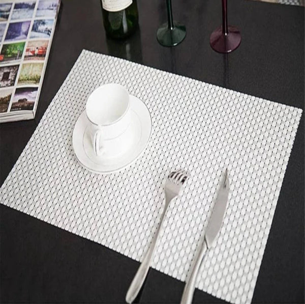 White Check PVC Placemats Set Multiple