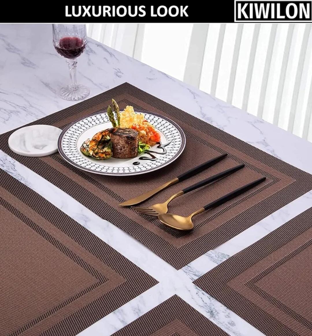 Border Brown PVC Placemats Set Multiple
