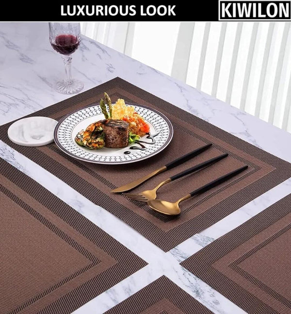 Border Brown PVC Placemats Set Multiple
