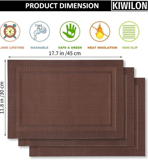Border Brown PVC Placemats Set Multiple