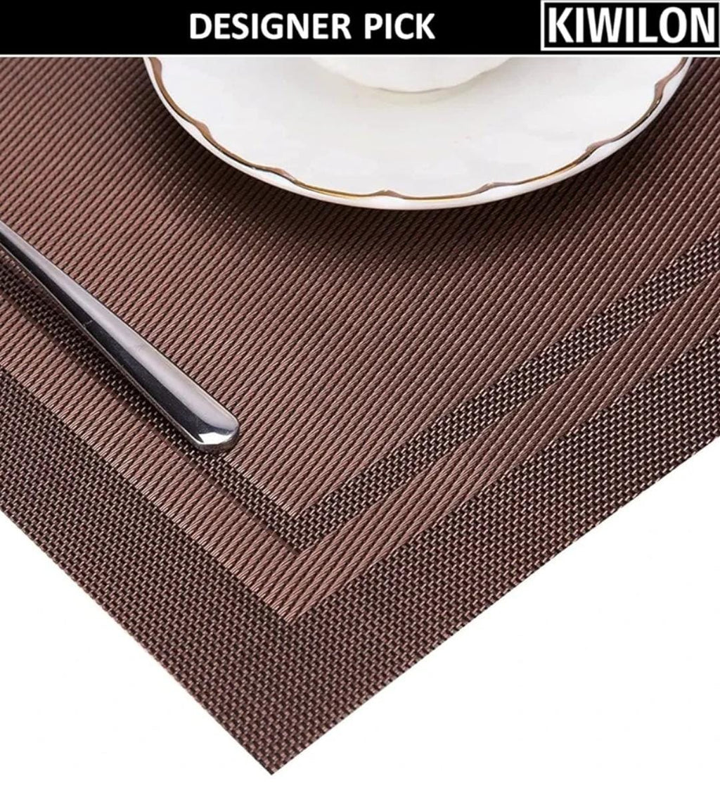 Border Brown PVC Placemats Set Multiple