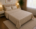 Premium Cotton King Size Bedsheet – Brown Floral Printed 3-Piece Bedding Set