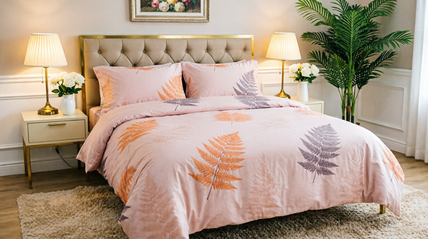 Pink Botanical King Size Bedsheet Set – Soft Cotton 3-Piece