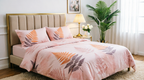 Pink Botanical King Size Bedsheet Set – Soft Cotton 3-Piece