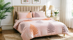 Pink Botanical King Size Bedsheet Set – Soft Cotton 3-Piece