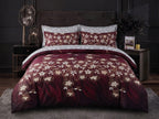 Maroon Floral Bedsheet Set – 3D Printed Cotton