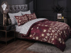 Maroon Floral Bedsheet Set – 3D Printed Cotton